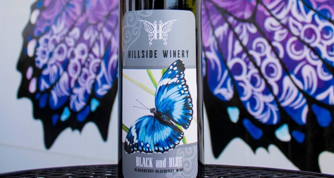 Rocky Top Wine Trail wine bottle with butterfly